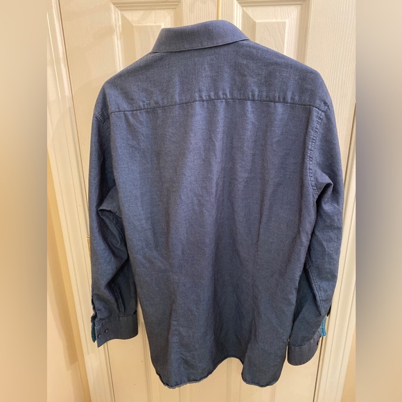 Ted Baker Endurance Men's Flip Cuff Dress Shirt Blue 17.5 34/35 - Picture 3 of 7